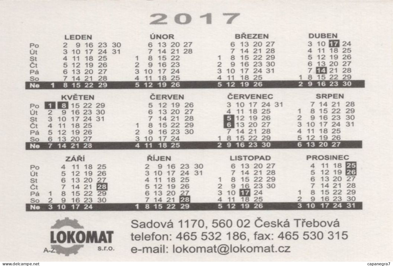Steam Trains, Locomotive, LOKOMAT Č. Třebová, Czech Rep., 2017, 90 X 60 Mm - Klein Formaat: 2001-...