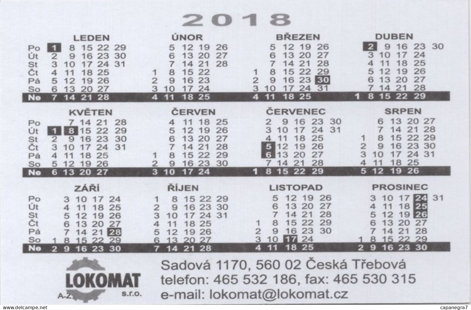 Steam Trains, Locomotive, LOKOMAT Č. Třebová, Czech Rep., 2018, 90 X 60 Mm - Small : 2001-...