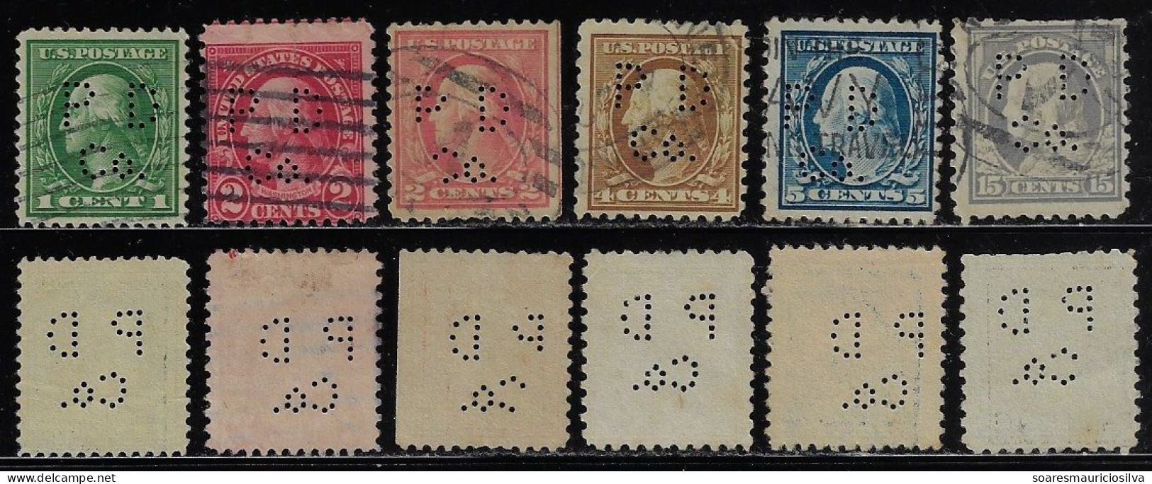 USA United States 1902/1942 6 Stamp With Perfin PD/Co. By Parke Davis & Company From New York Lochung Perfore - Perforados