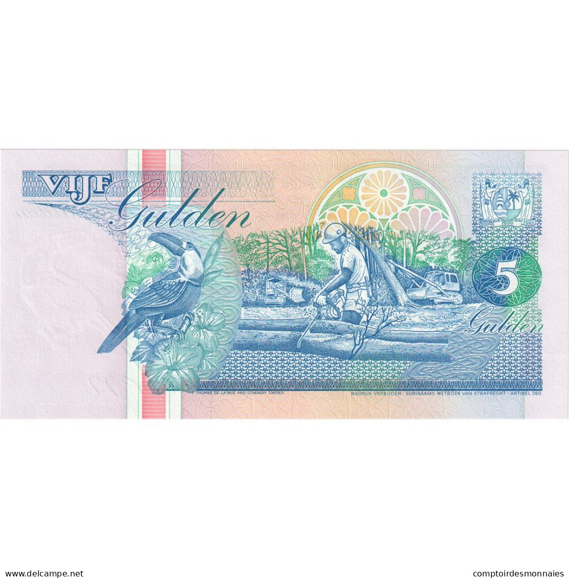 Suriname, 5 Gulden, 1991-07-09, NEUF - Surinam