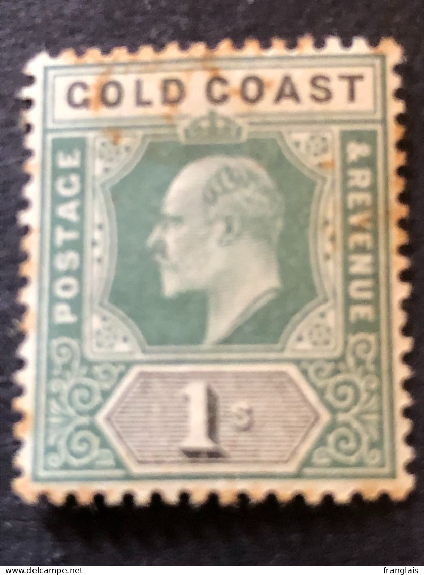 GOLD COAST SG 44  1s Green And Black  MH* Gum Toning - Gold Coast (...-1957)