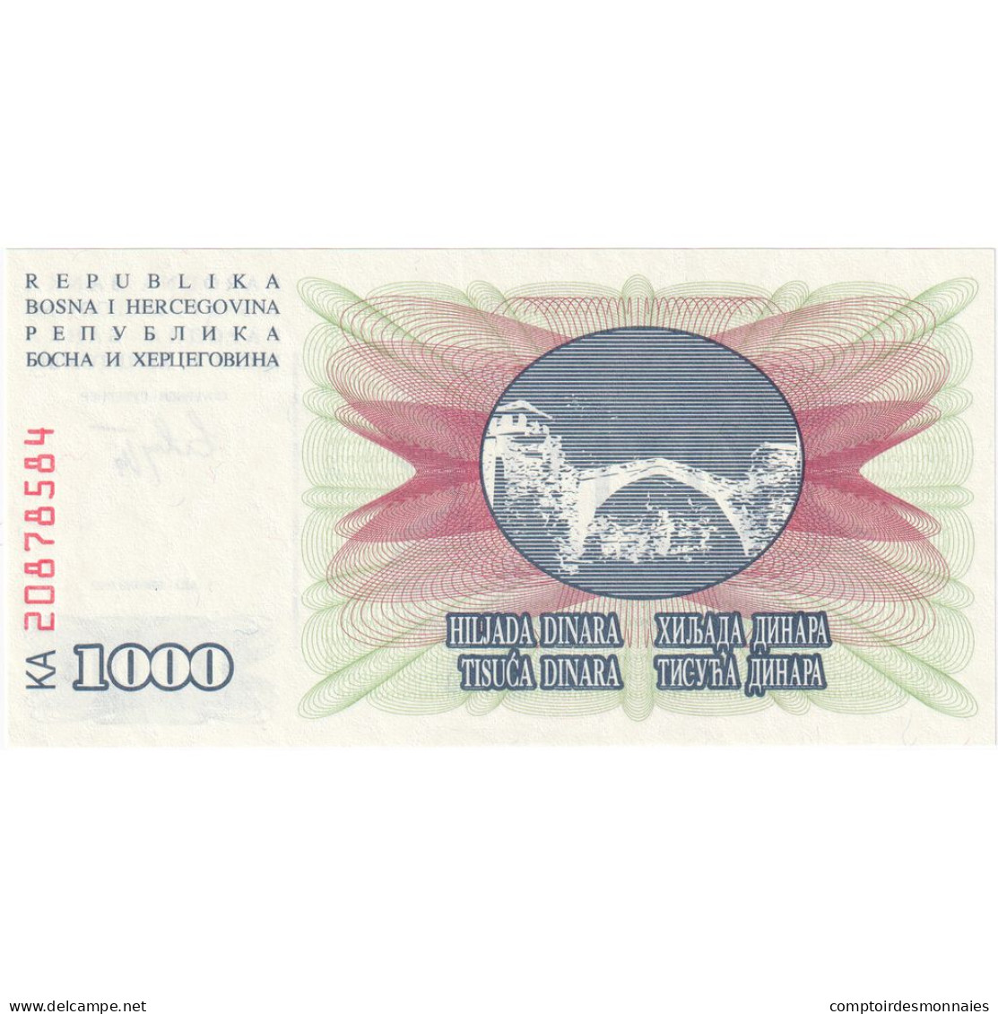 Bosnie-Herzégovine, 1000 Dinara, 1992, 1992-07-01, KM:15a, NEUF - Bosnia Y Herzegovina