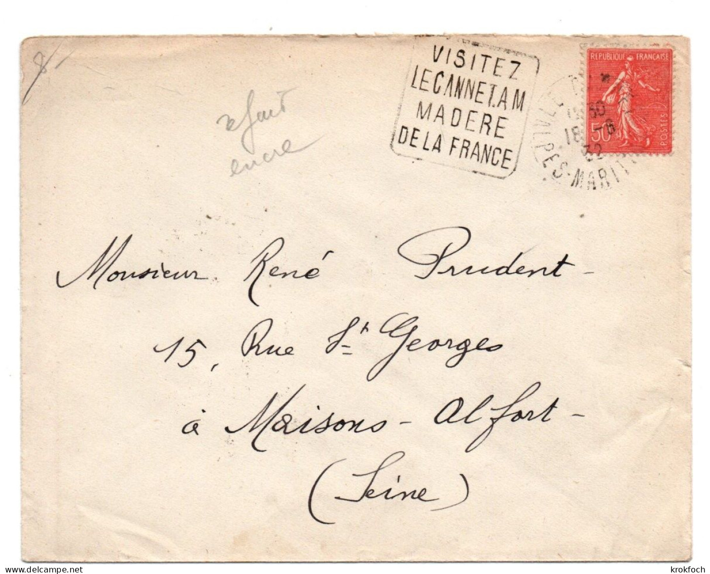 Le Cannet Madère De La France - Flamme Daguin 1932 - !!! Lettres Repassées à L'encre - Madère