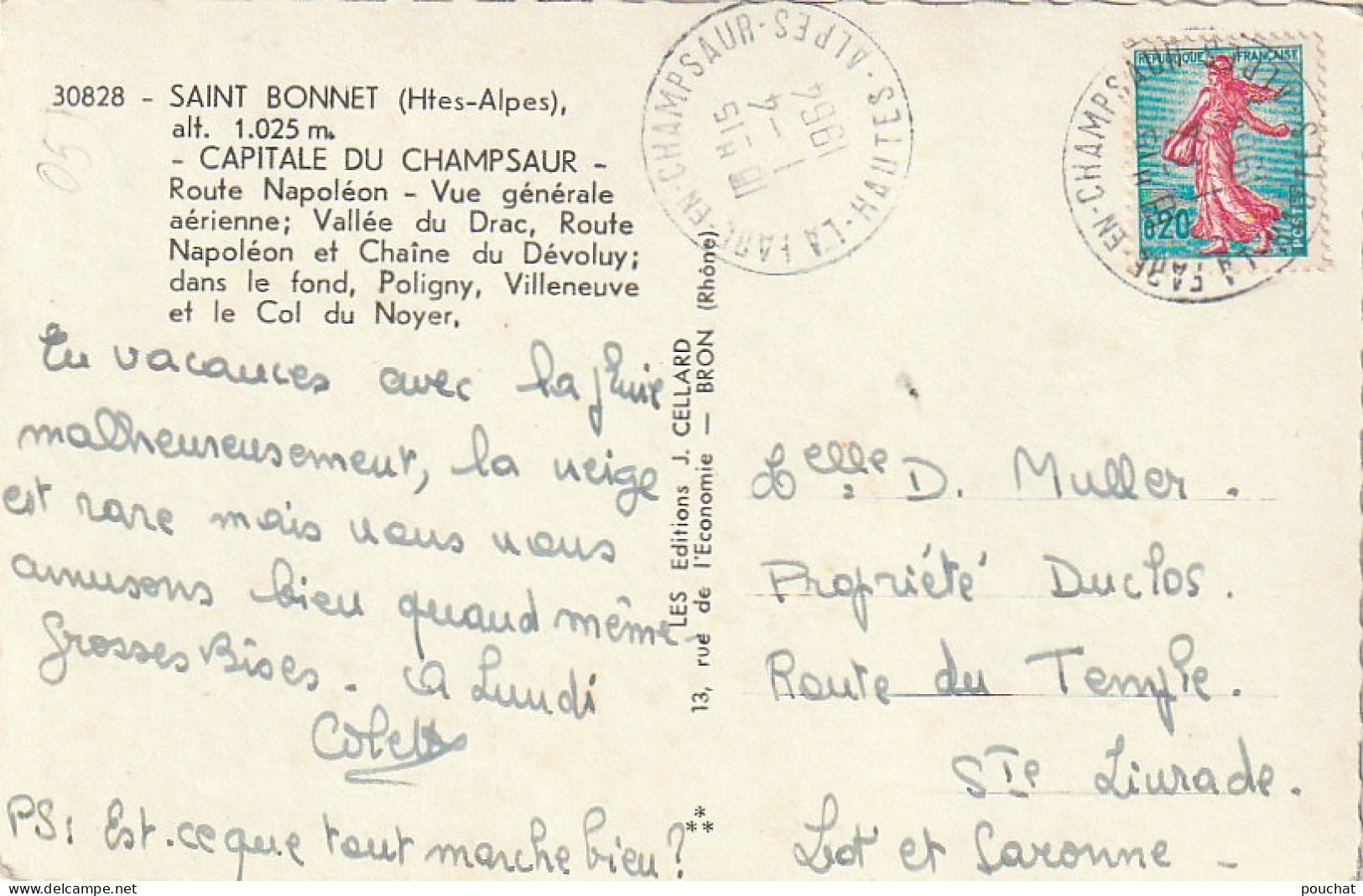 AA+ -(05) SAINT BONNET - VUE GENERALE AERIENNE  - VALLEE DU DRAC , ROUTE NAPOLEON ET CHAINE DU DEVOLUY - Autres & Non Classés