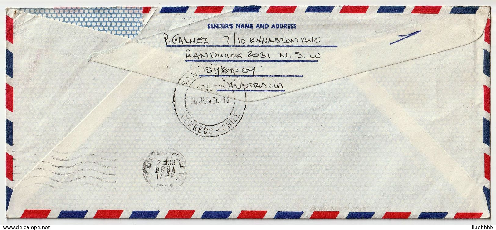 AUSTRALIA: 85c Lizard Solo Usage On 1984 Airmail Cover To CHILE - Covers & Documents