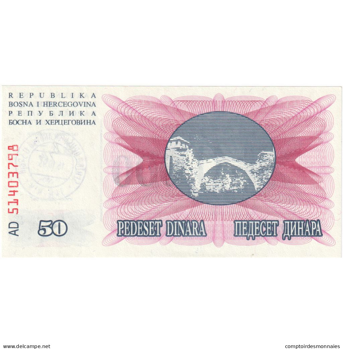 Bosnie-Herzégovine, 50,000 Dinara, 1993, 1993-12-24, KM:55c, NEUF - Bosnia And Herzegovina