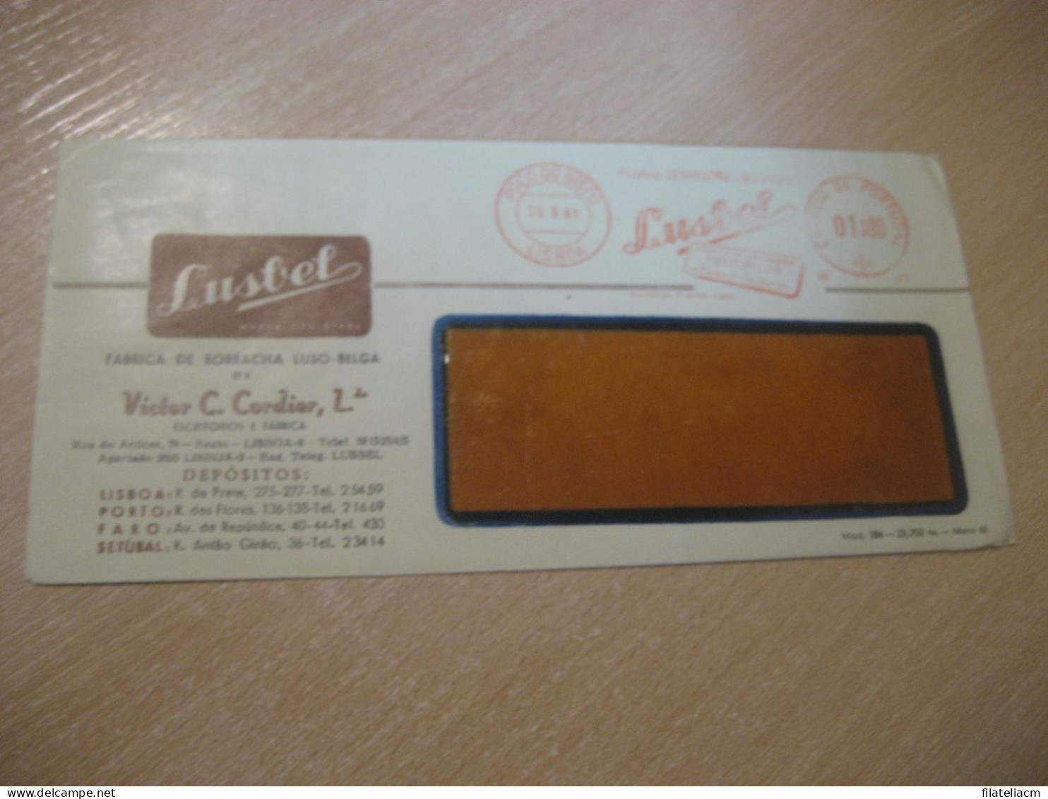 LISBOA 1961 LUSBEL Fabrica De Borracha Luso-belga Rubber Belgium Meter Mail Cancel Slight Faults Cover PORTUGAL - Covers & Documents