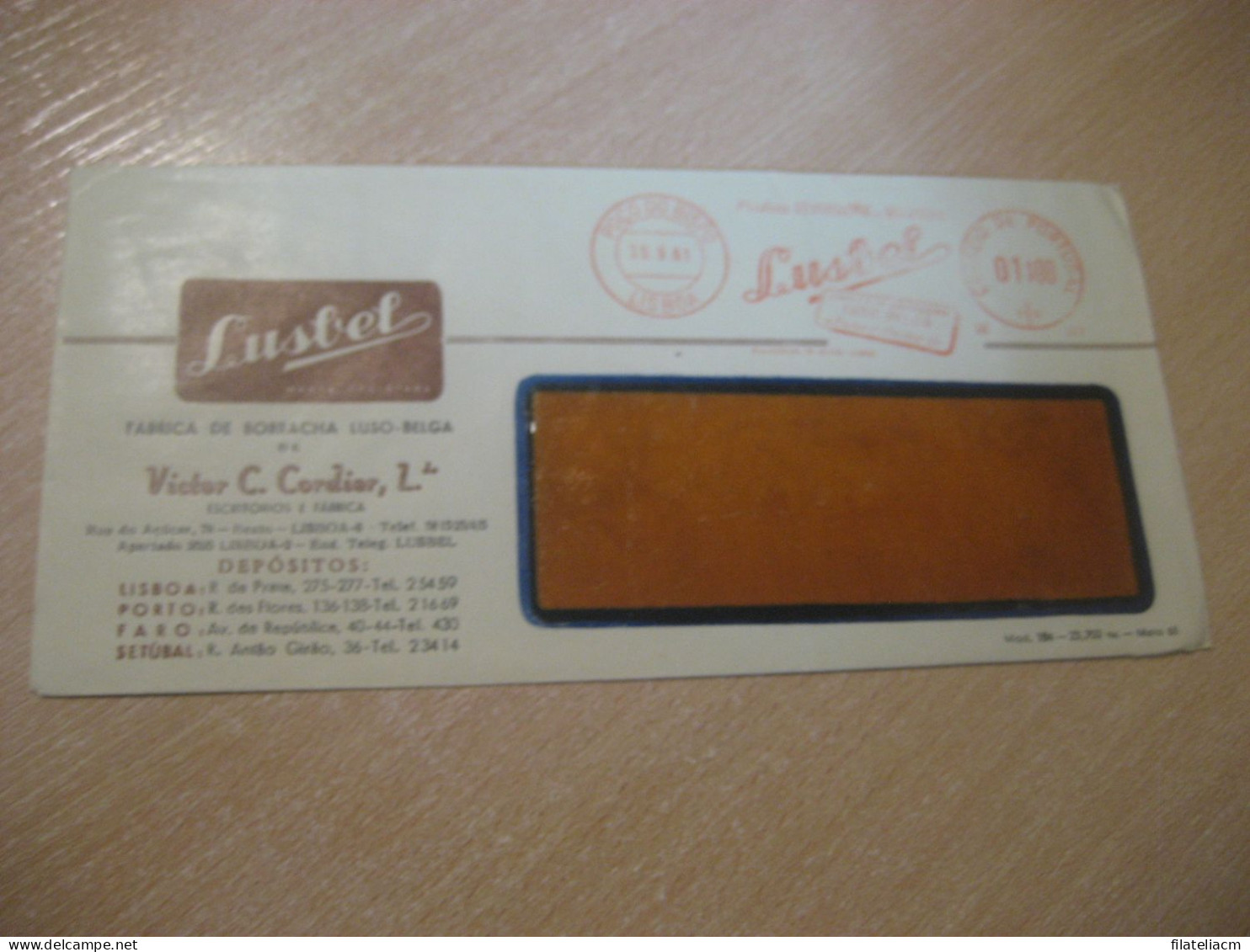 LISBOA 1961 LUSBEL Fabrica De Borracha Luso-belga Rubber Belgium Meter Mail Cancel Slight Faults Cover PORTUGAL - Brieven En Documenten