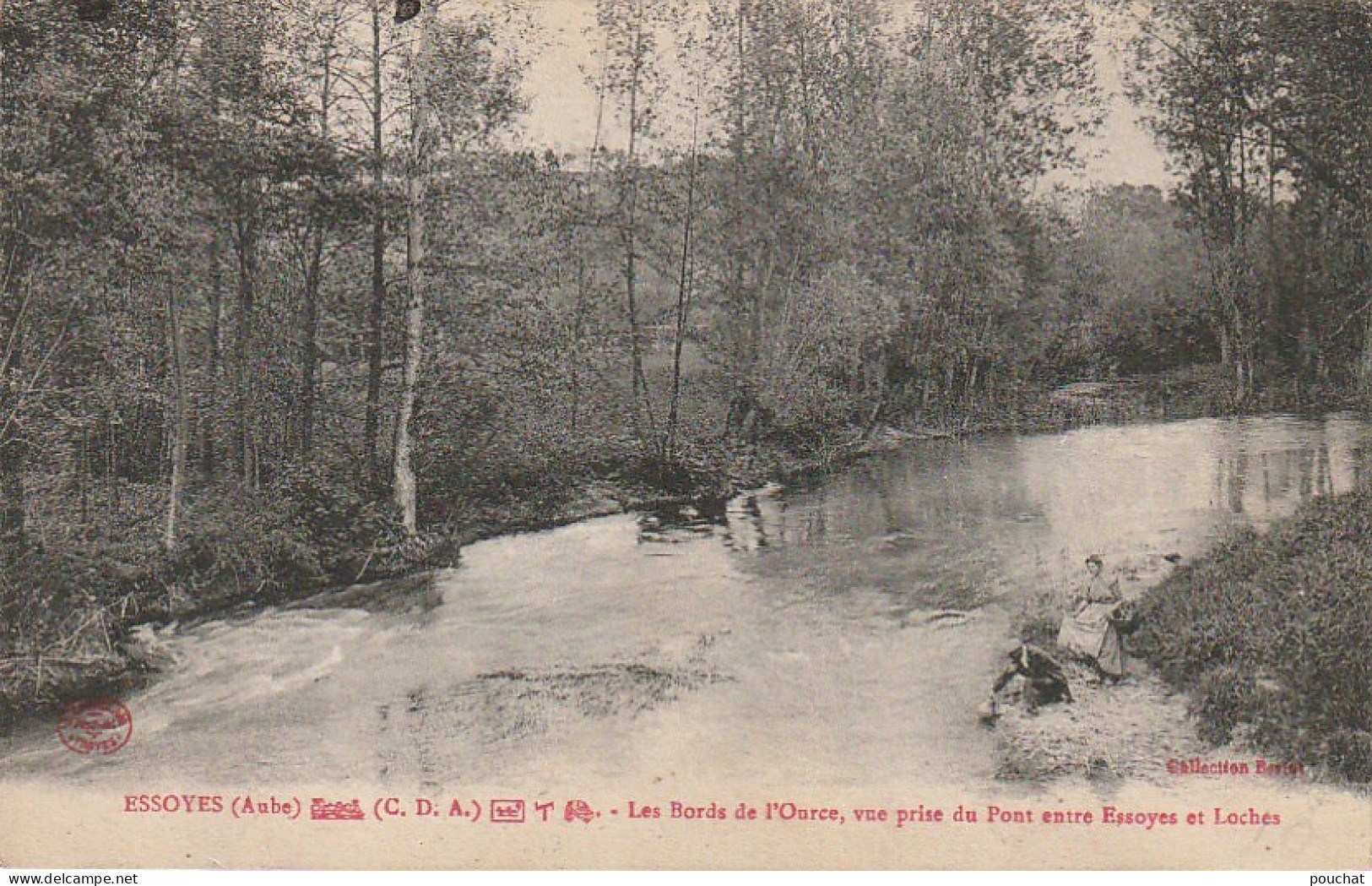 AA+ -(10) ESSOYES - LES BORDS DE L' OURCE  , VUE PRISE DU PONT ENTRE ESSOYES ET LOCHES - ANIMATION SUR LA RIVE - Essoyes