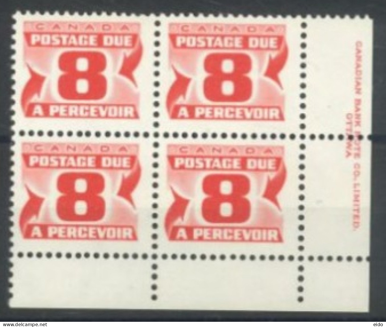 CANADA - 1967, POSTAGE DUE STAMPS SET OF 4, BLOCK OF 4 EACH, UMM (**). - Ungebraucht