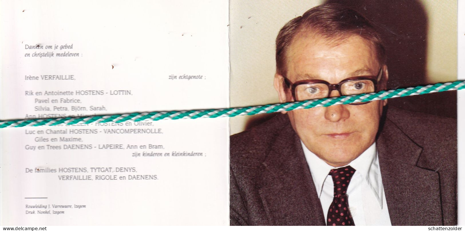 Marcel Alfons Hostens-Denys-Verfaillie, Izegem 1924, 1995. Foto - Obituary Notices