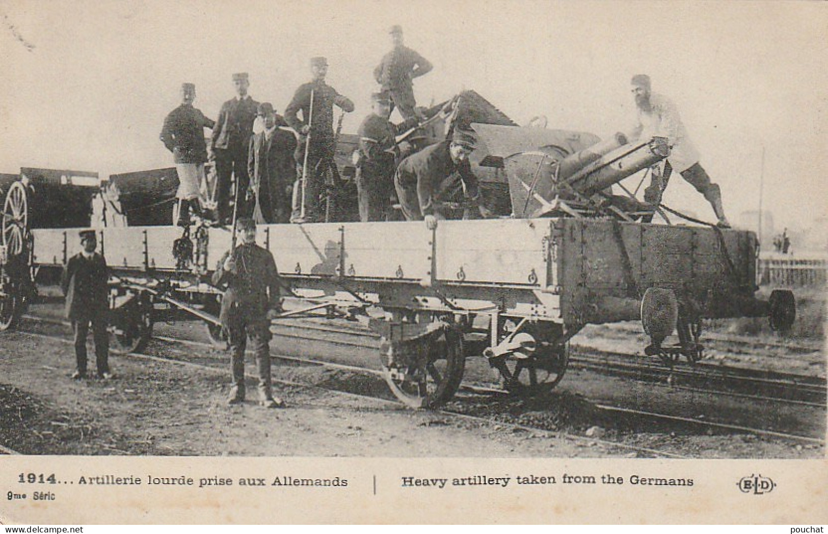 AA+ 14- 1914 - ARTILLERIE LOURDE PRISEAUX ALLEMANDS - WAGON PLAT - Matériel