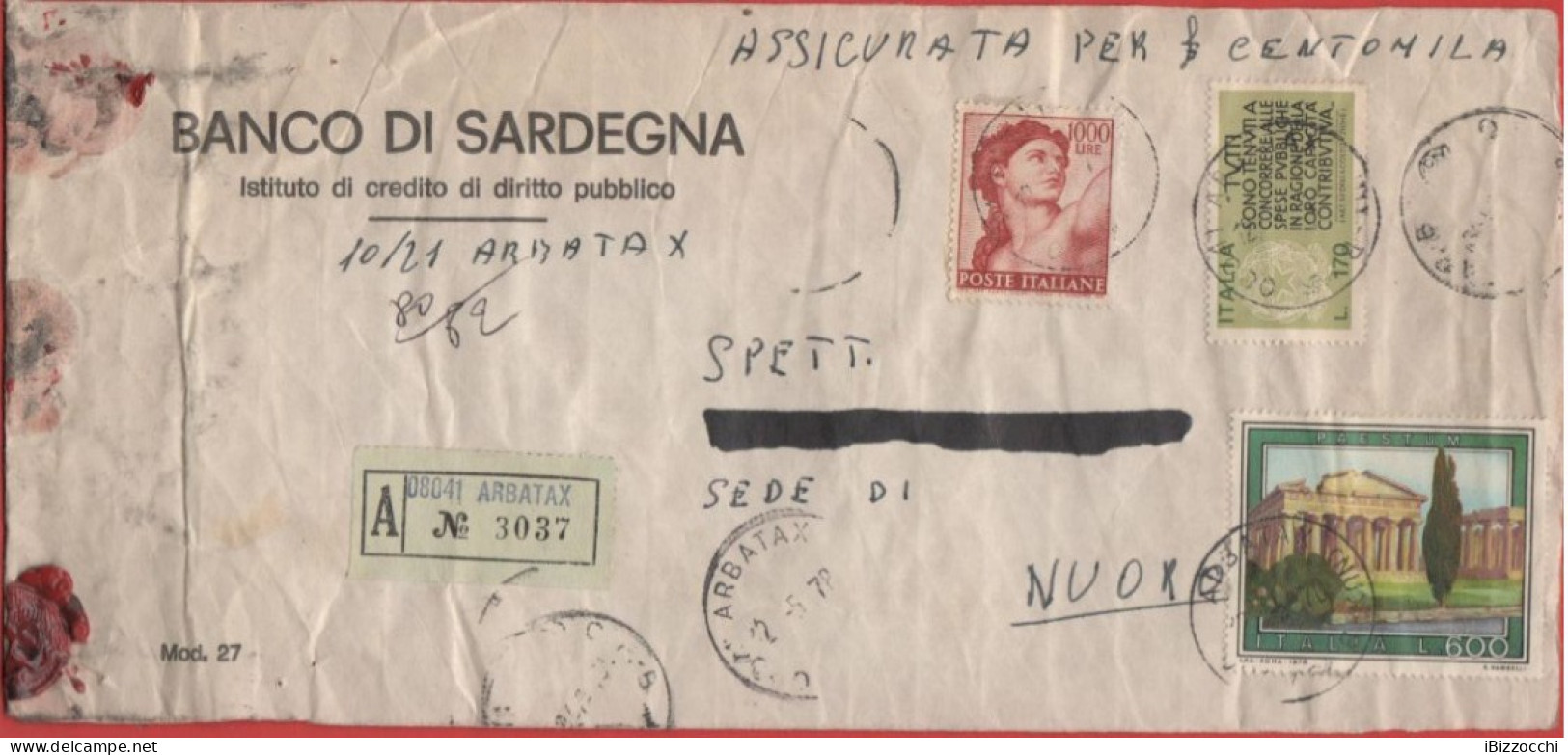 ITALIA - Storia Postale Repubblica - 1978 - 600 Turismo, Paestum + 1000 Michelangiolesca + 170 Propaganda Per La Fedeltà - 1971-80: Marcophilia