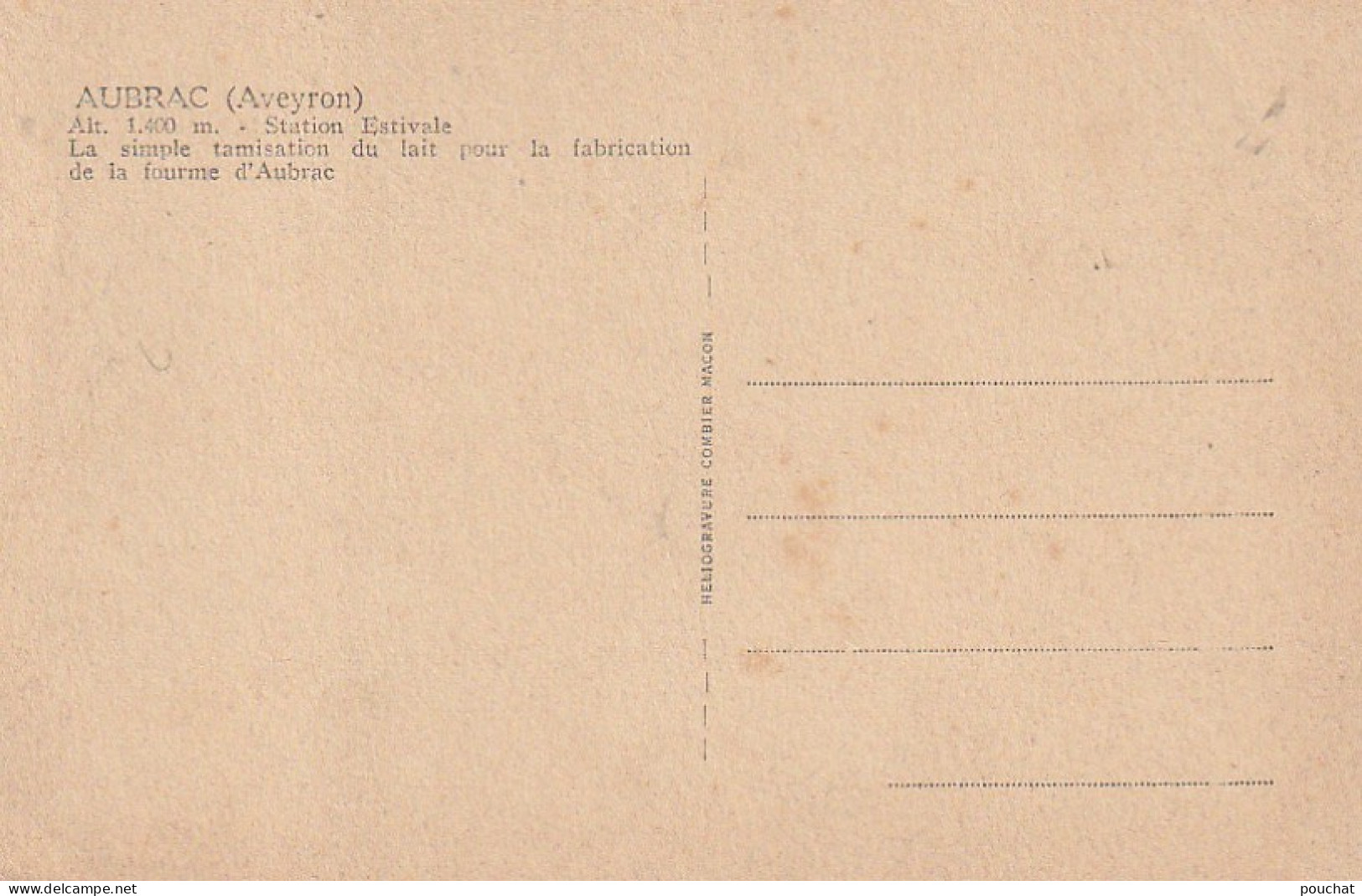 AA+ 16-(12) AUBRAC - TAMISATION DU LAIT POUR LA FABRICATION DE LA FOURME D' AUBRAC - Landbouwers