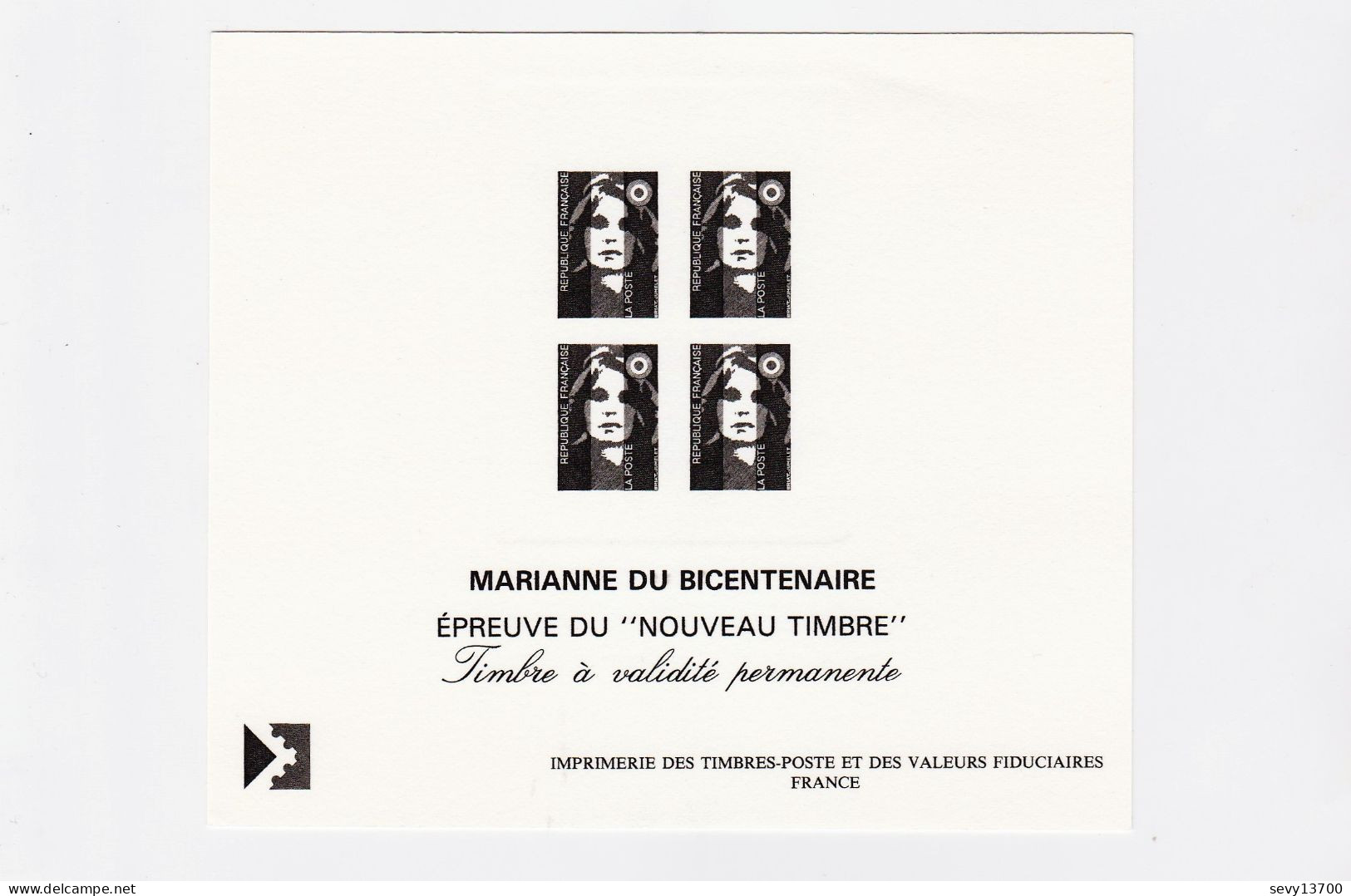 Lot De 3 Epreuves Marianne Du Bicentenaire - Andere & Zonder Classificatie