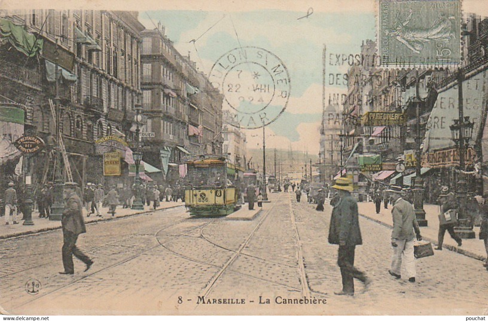 AA+ 17-(13) MARSEILLE - LA CANNEBIERE - ANIMATION - TRAMWAYS - CARTE COLORISEE - Canebière, Stadscentrum