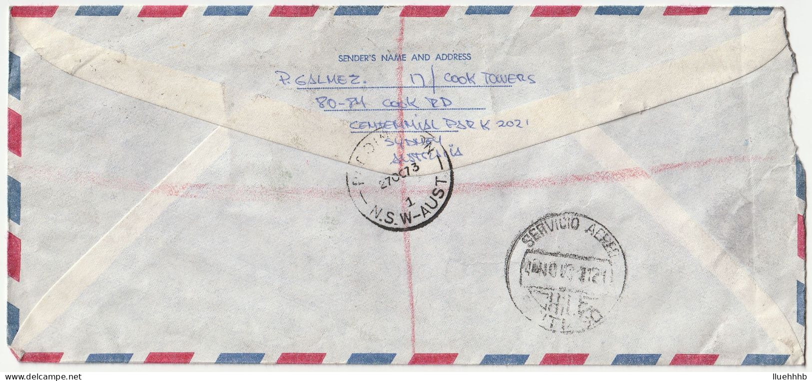AUSTRALIA: 1973 Registered Airmail Cover To CHILE, $1.05 Rate - Brieven En Documenten