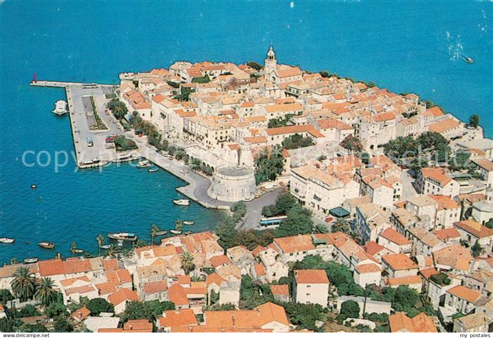 73650475 Korcula Altstadt Halbinsel Fliegeraufnahme Korcula - Croacia