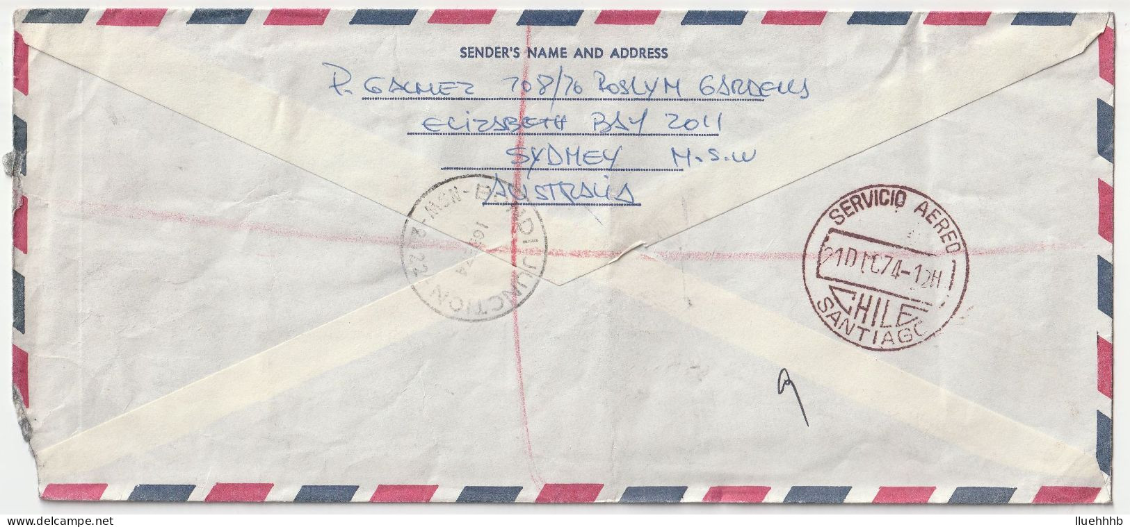 AUSTRALIA: 1974 Registered Airmail Cover To CHILE, $1.35 Rate - Covers & Documents