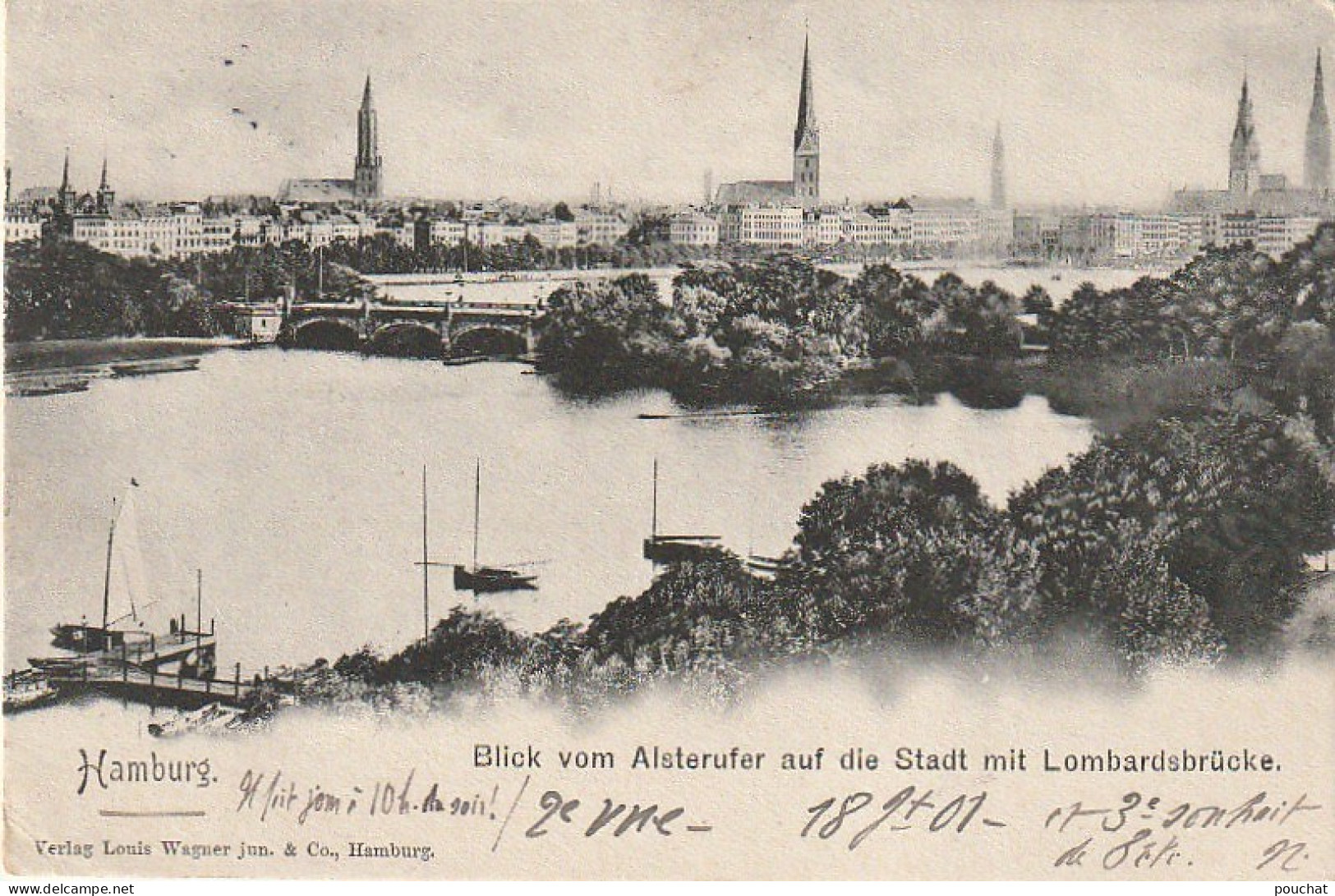 AA+ 23- HAMBURG  , DEUTSCHLAND - BLICK VOM ALSTERUFER AUF DIE STADT MIT LOMBARDSBRUCKE - Mitte