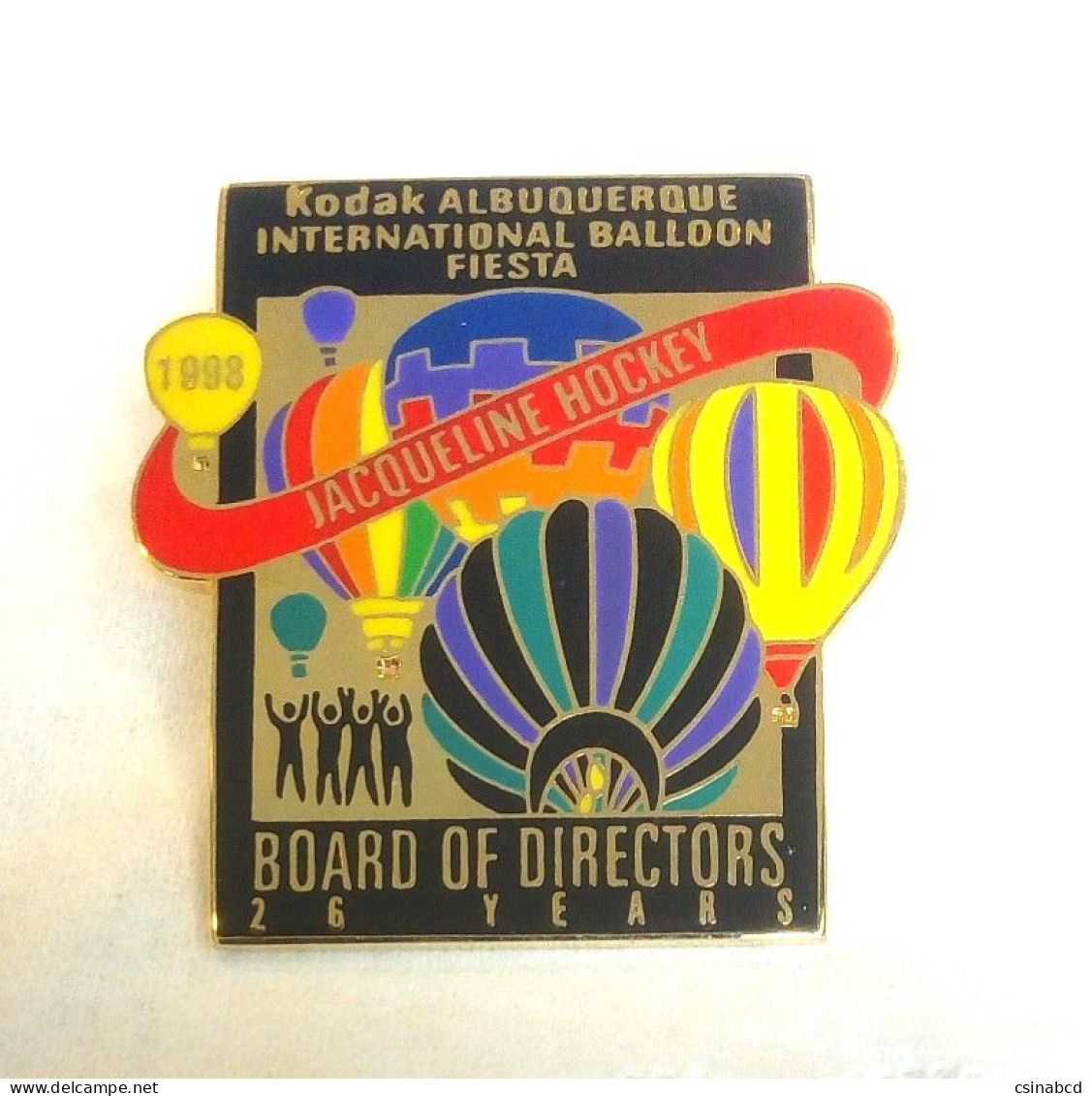 1998 Kodak Albuquerque BOARD OF DIRECTORS - JACQUELINE HOCKEY International Balloon Fiesta AIBF Hot Air Ballon Pin Badge - Transports