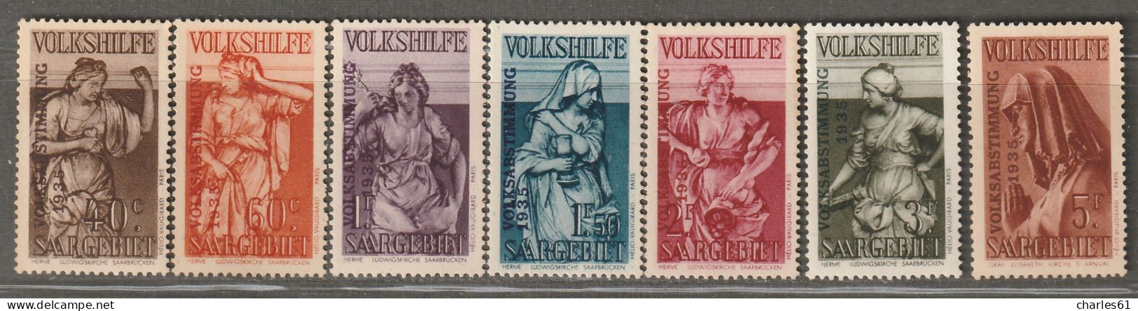 SARRE - N°189/95 **/* (1935)  Au Profit Des Oeuvres Populaires : Surchargés "volksabtimmung 1935" - Ongebruikt