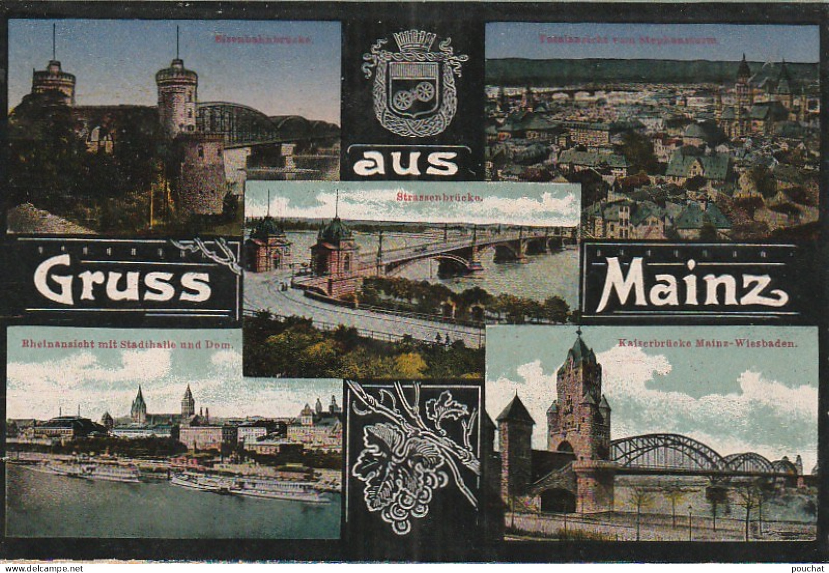 AA+ 24- MAINZ , DEUTSCHLAND - GRUSS AUS MAINZ - STRASSENBRUCKE , KAISERBRUCKE , TOTALANSICHT VOM STEPHANSTURM - Mainz