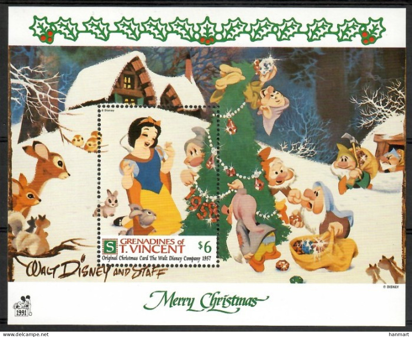 Grenadines Of St. Vincent 1991 Mi Block 92 MNH  (ZS2 GSVbl92) - Christmas