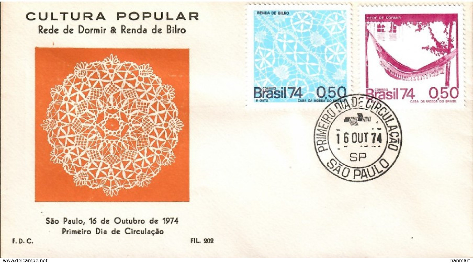 Brazil 1974 Mi 1454-1455 FDC  (FDC LZS3 BRZ1454-1455) - Textiles