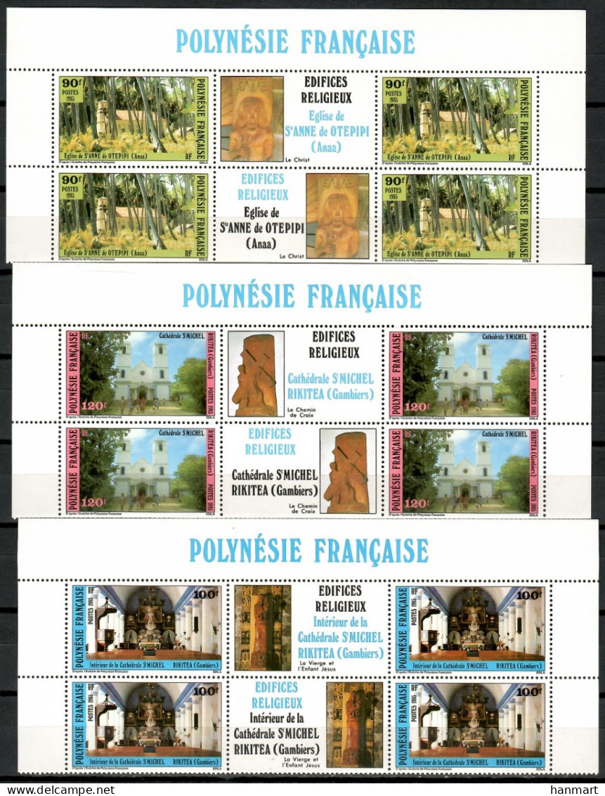 French Polynesia 1985 Mi 439-441 MNH  (ZS7 PLYmarsech439-441a) - Escultura