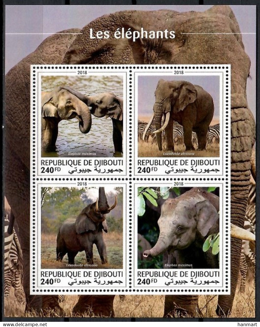 Djibouti 2018 Mi Sheet 2572-2575 MNH  (ZS4 DJBark2572-2575) - Elephants