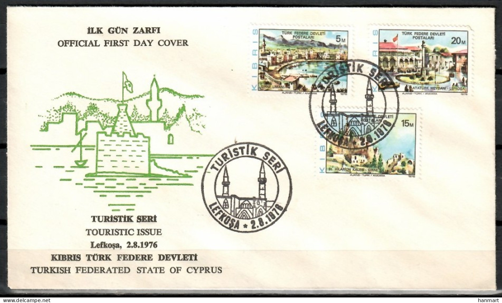 Northern Cyprus 1976 Mi 36-38 FDC  (FDC ZE2 CYT36-38) - Andere