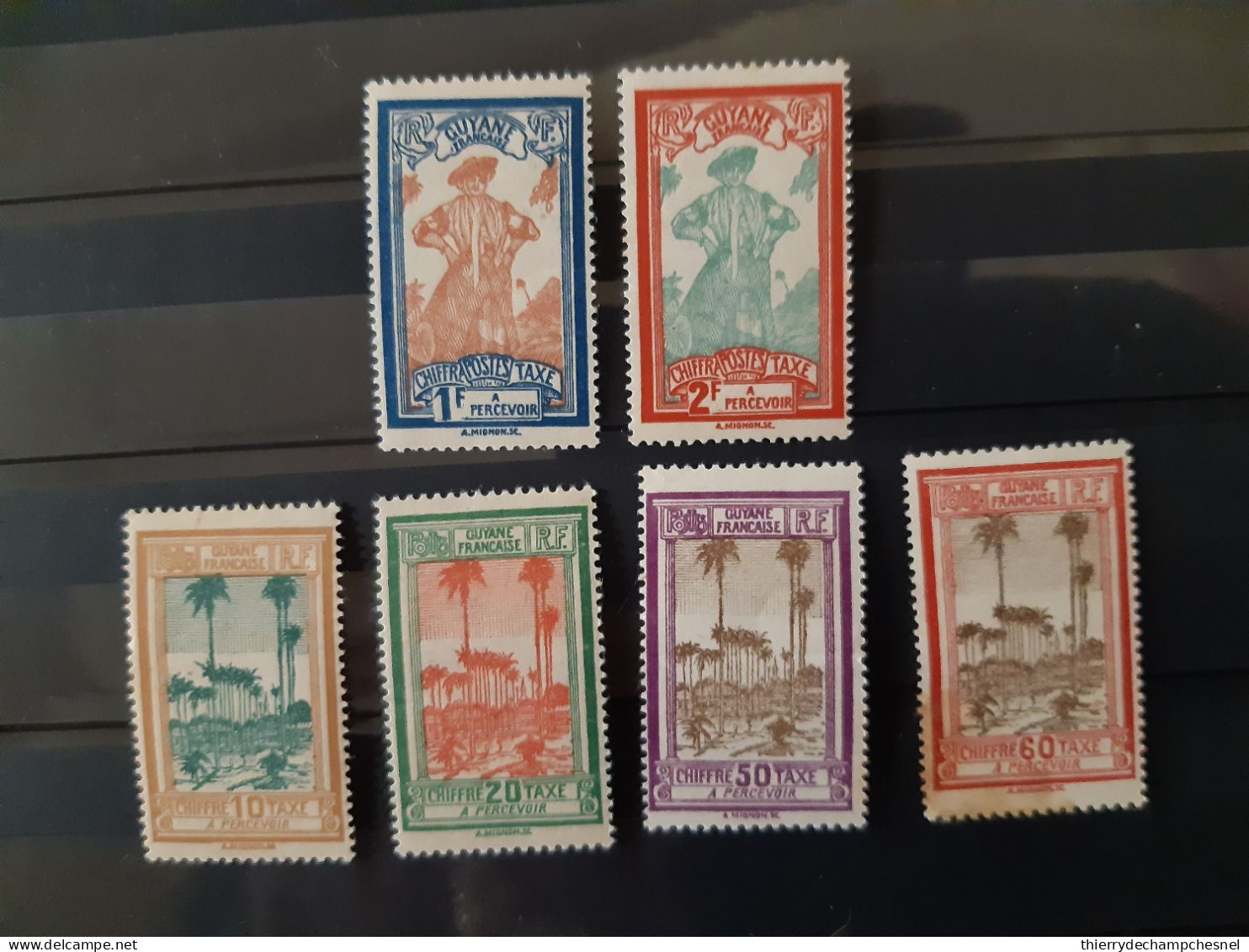 Lot De 6 Timbres Taxes Guyane Française - Unused Stamps