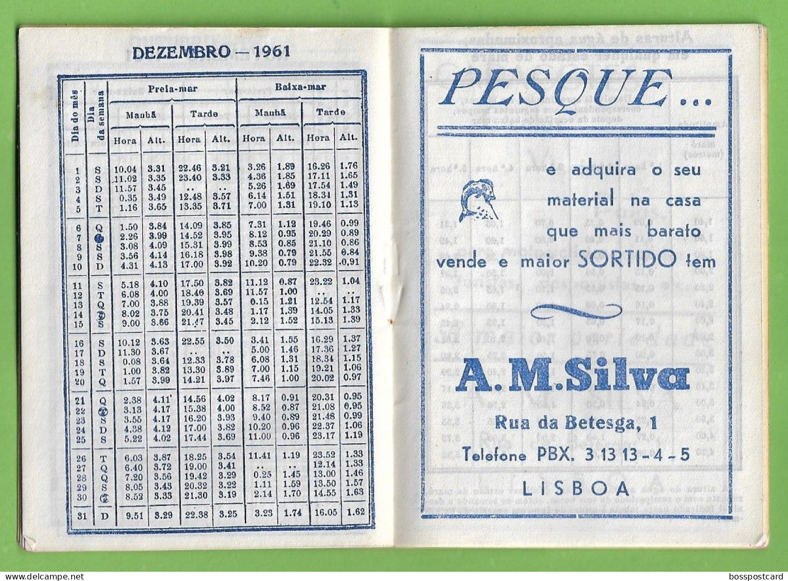 Lisboa - Calendário de 1961 de A. M. Silva - Portugal