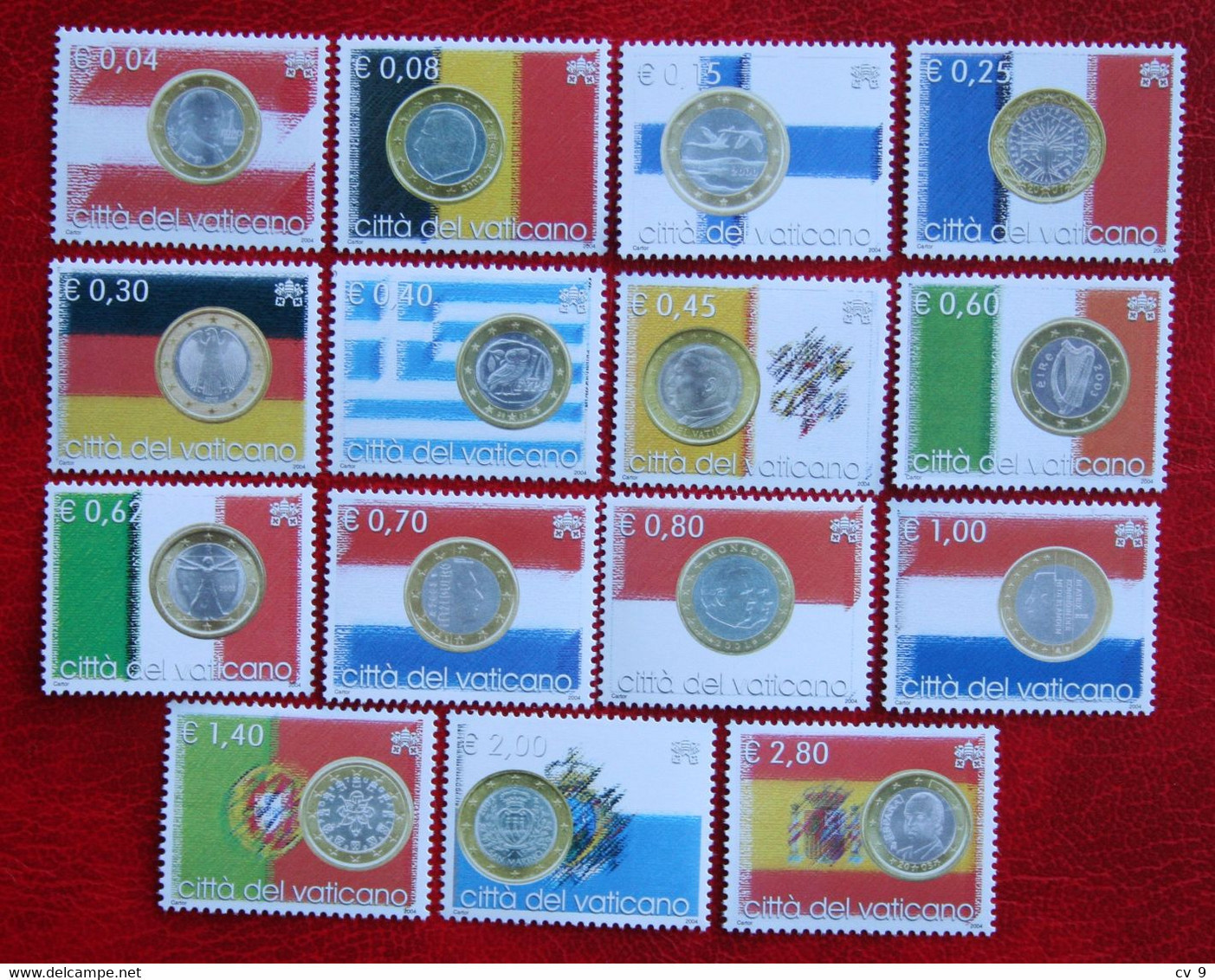 De Euro Monnaies Euro Et Drapeaux Coin 2004 Mi 1491-1505 Yv 1345-1359 POSTFRIS / MNH / ** VATICANO VATICAN VATICAAN - Nuovi