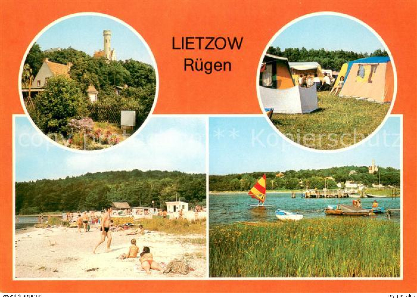 73650196 Lietzow Ruegen Teilansicht Zeltplatz Strand Am Bodden Anlegestelle Liet - Autres & Non Classés
