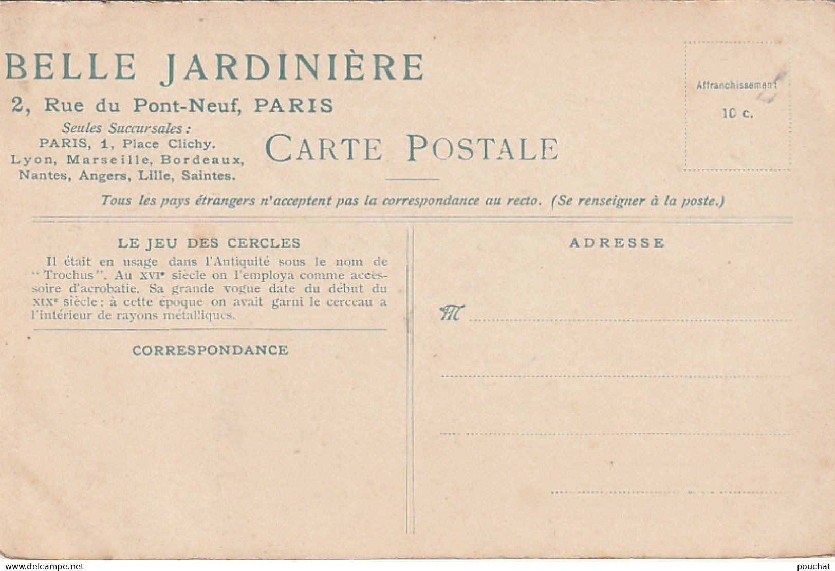 AA+ 37- " LES JEUX DES CERCLES " - EXTRAIT DE SPORTS ET JEUX D'ADRESSE DE H. D'ALLEMAGNE - LA BELLE JARDINIERE , PARIS  - Sonstige & Ohne Zuordnung