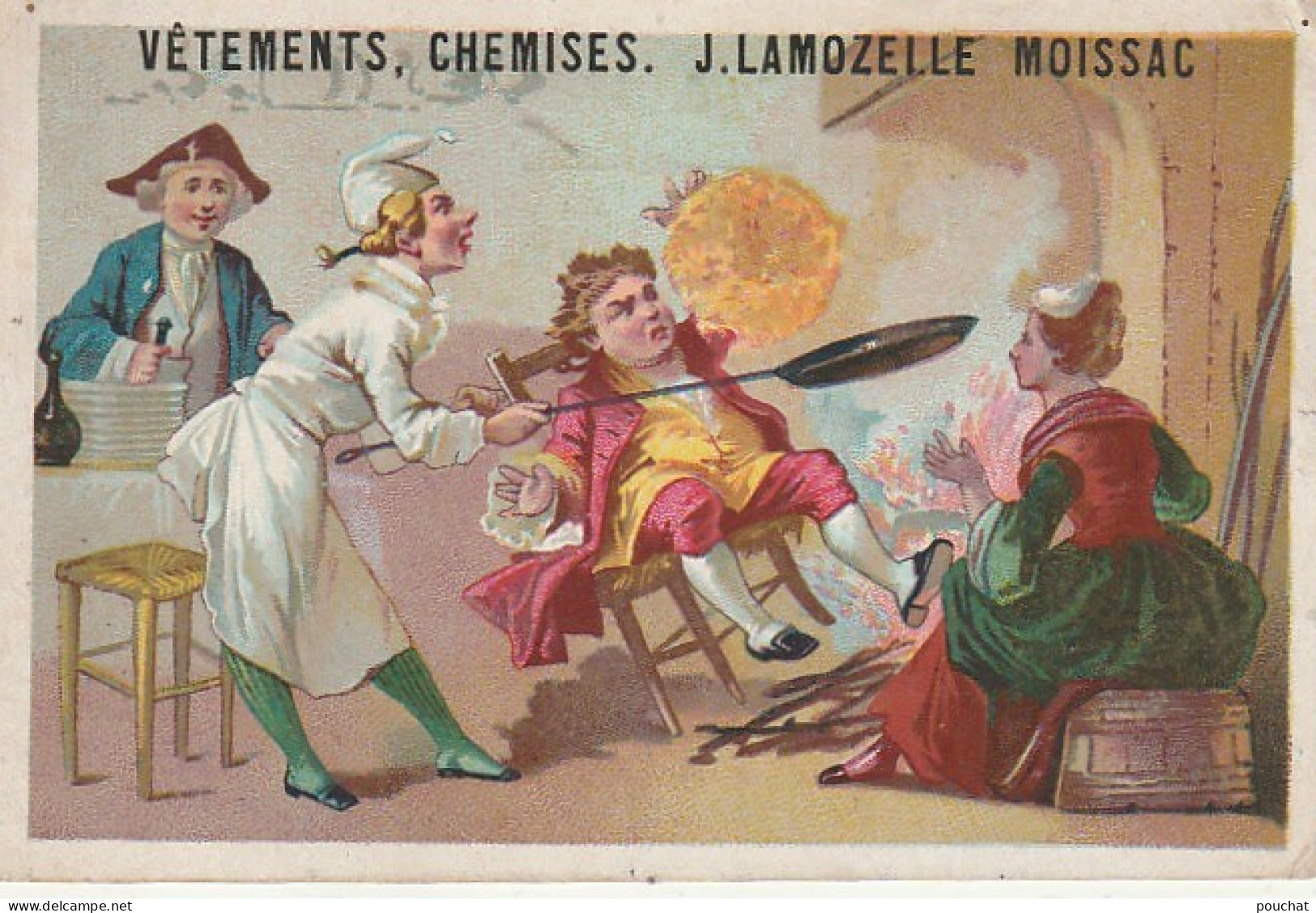 AA+ 37 -(82) MOISSAC - AVIS DE PASSAGE DRAPERIE & NOUVEAUTE J. LAMOZELLE - CHROMO CUISINIER CREPE - Autres & Non Classés