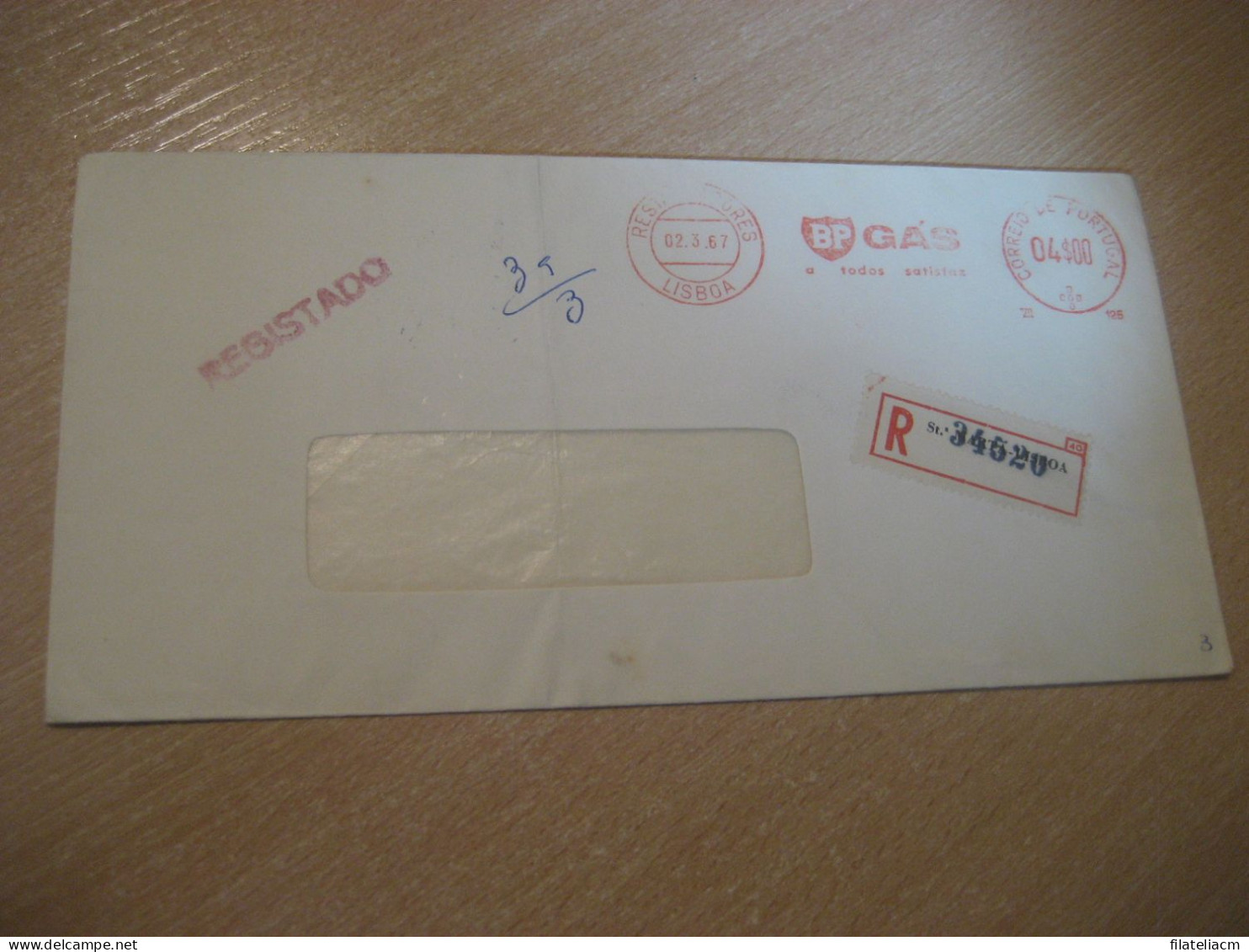 LISBOA 1967 BP Gas Oil Registered Meter Mail Cancel Cover PORTUGAL - Covers & Documents