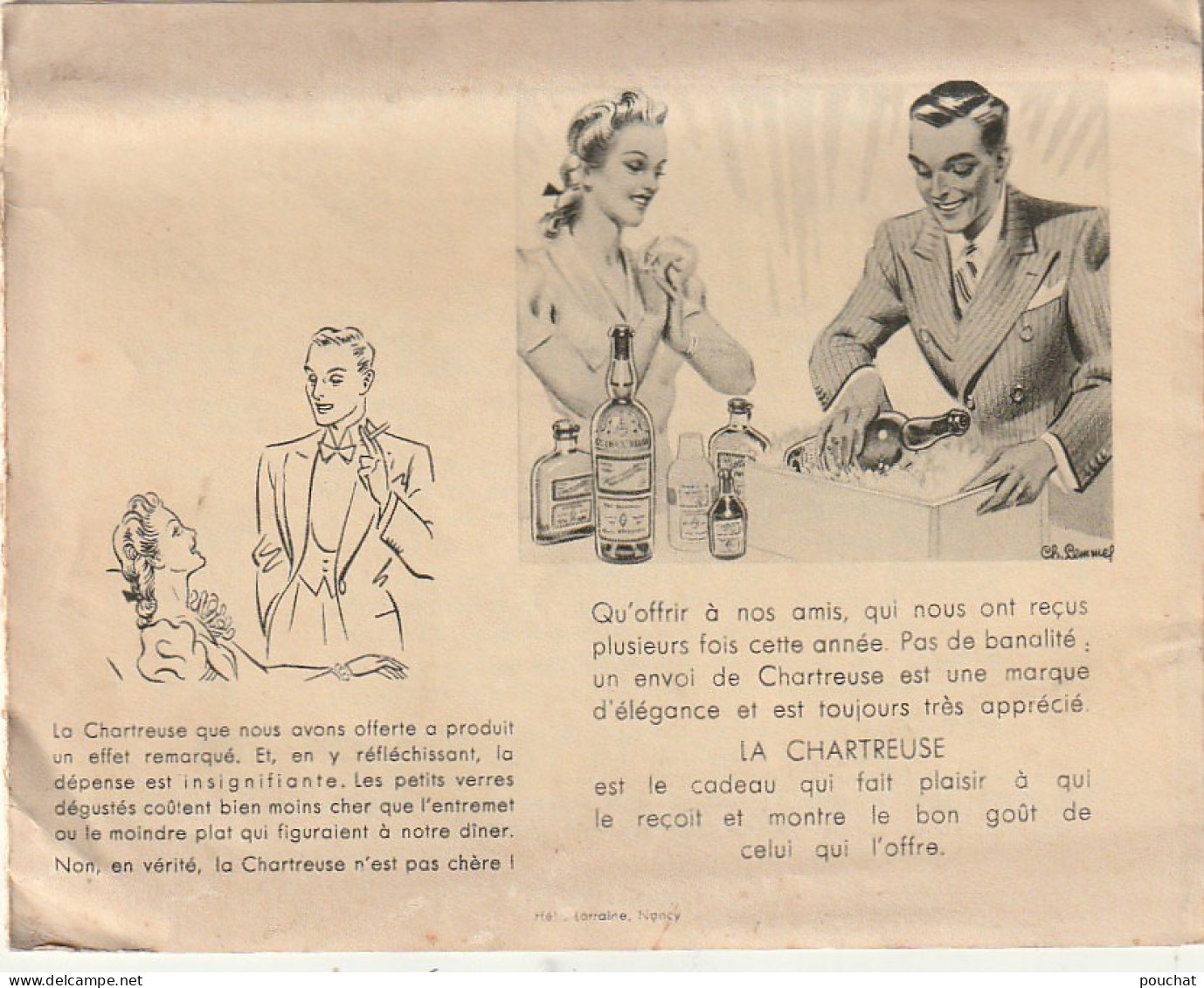 AA+ 37-(38) LA GRANDE CHARTREUSE ( GRAVURE ) - DEPLIANT PUBLICITAIRE 3 VOLETS - TARIFS LIQUEURS - ILLUSTRATEUR C. LEMMEL - Reclame