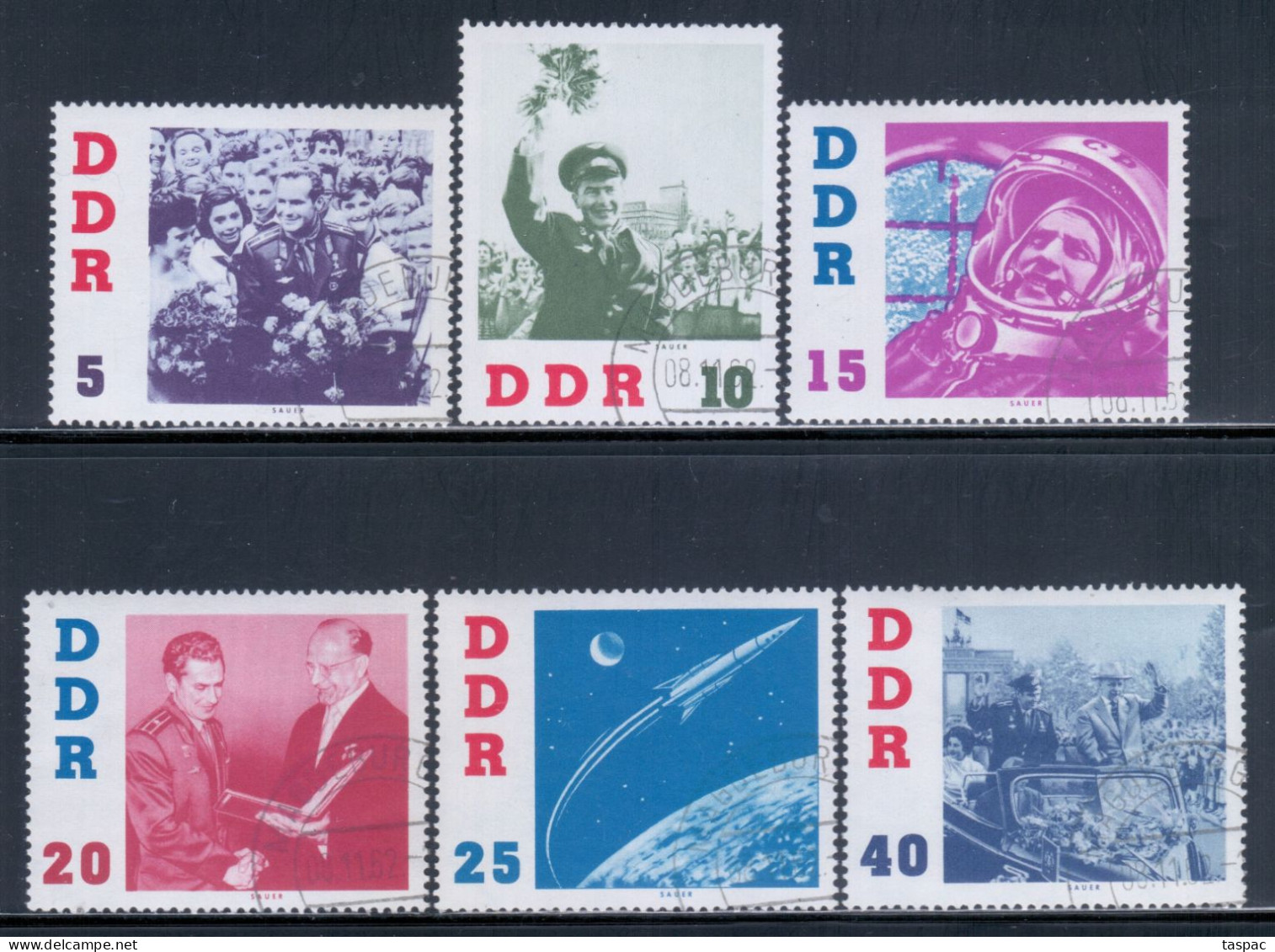 East Germany / DDR 1961 Mi# 863-868 Used - Visit Of Gherman Titov / Space - Oblitérés