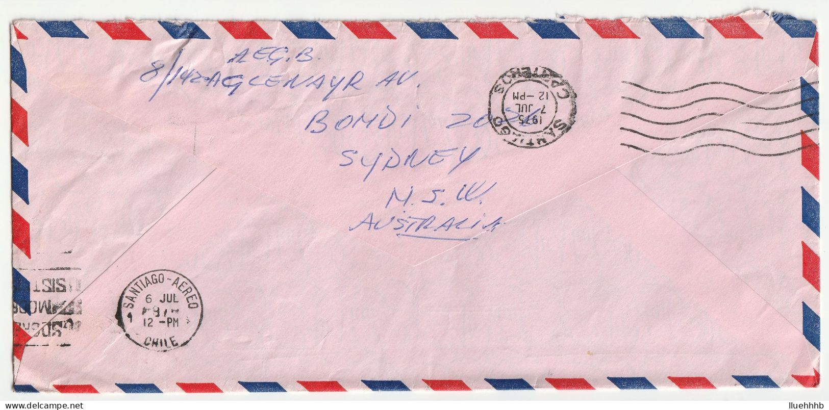 AUSTRALIA: 1975 Airmail Cover To CHILE, 40c Pioneer And 20c Wombat - Storia Postale