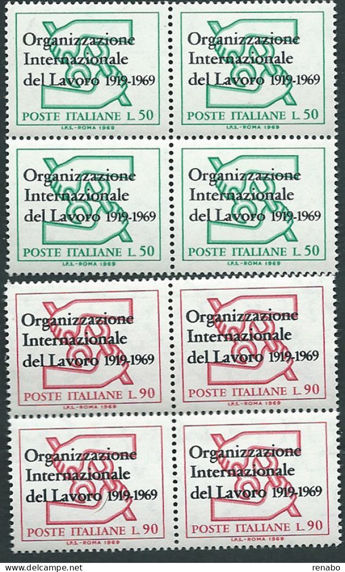 Italia 1969; Organizzazione Internazionale Del Lavoro. Serie Completa In Quartine. - 1961-70: Neufs