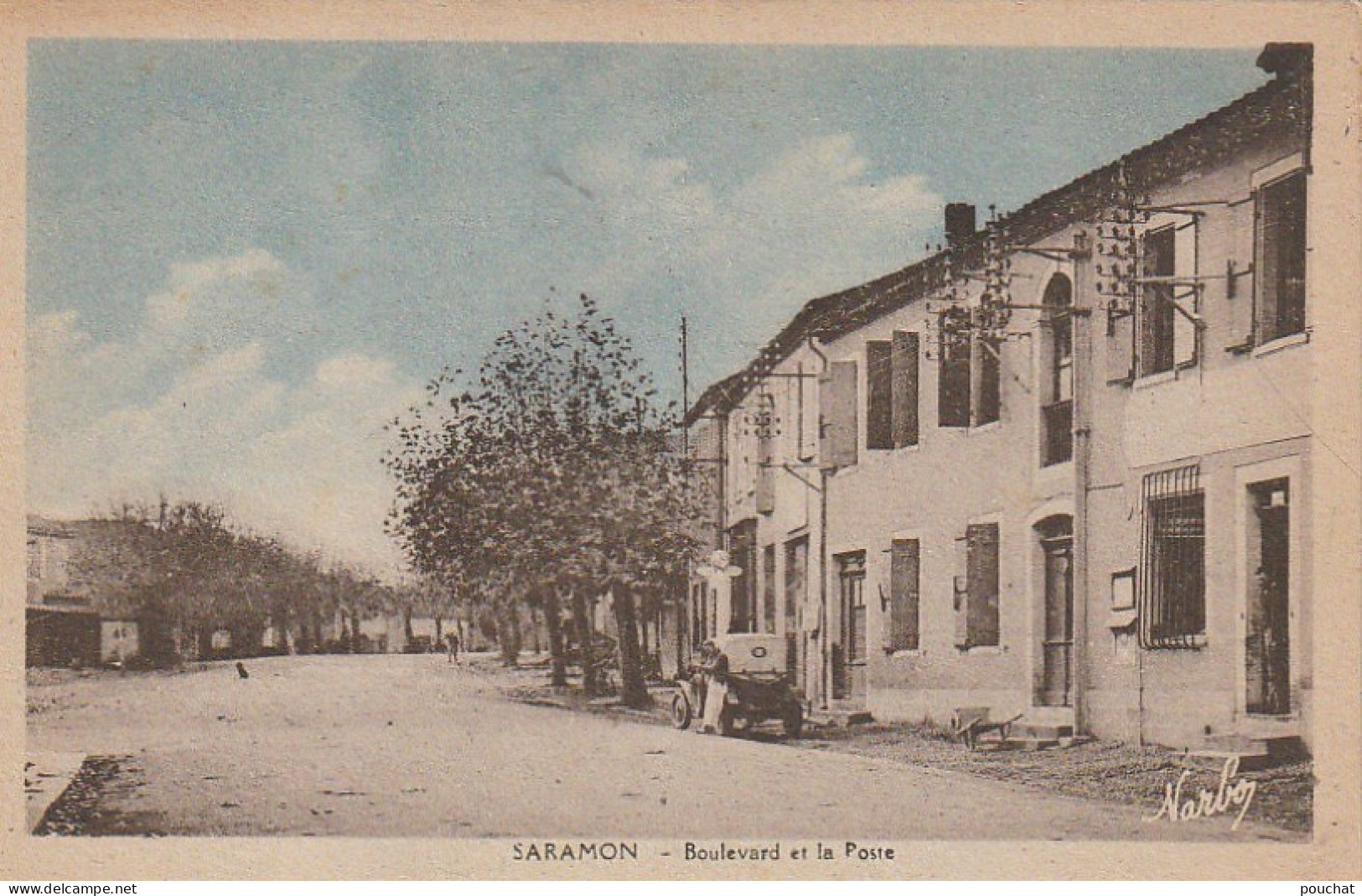 AA+ 43-(32) SARAMON- BOULEVARD ET LA POSTE - CARTE COLORISEE - Autres & Non Classés