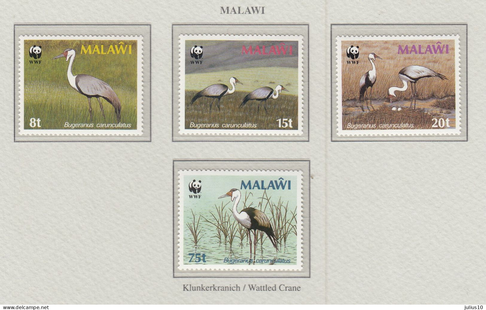 MALAWI 1987 WWF Birds Wattled Crane Mi 477-480 MNH(**) Fauna 738 - Other & Unclassified