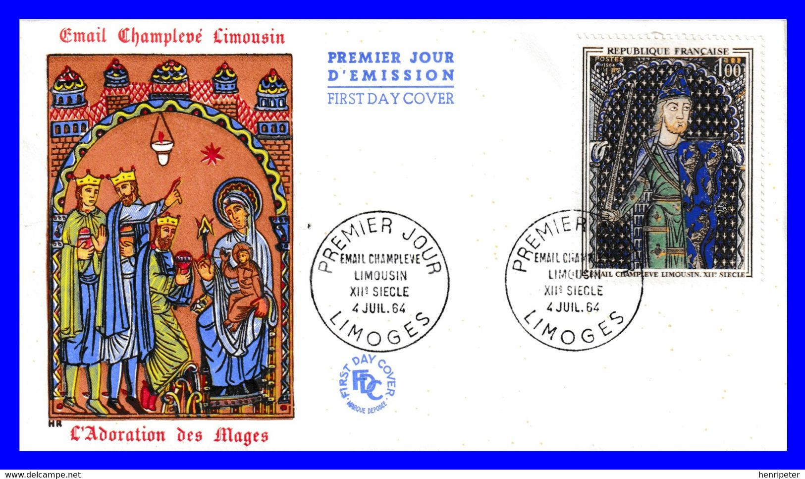 1424 (Yvert) Sur Enveloppe Premier Jour Illustrée Limoges - Oeuvres D'art Émail Champlevé Limousin - France 1964 - 1960-1969