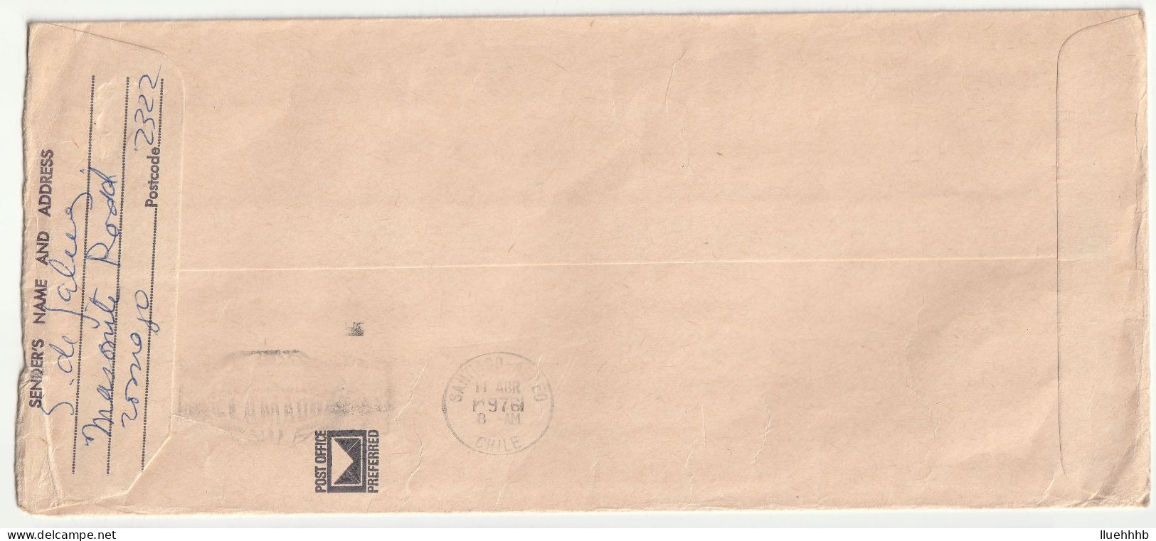 AUSTRALIA: 18c Uprated Stationery Cover, 1976 Airmail To CHILE - Entiers Postaux