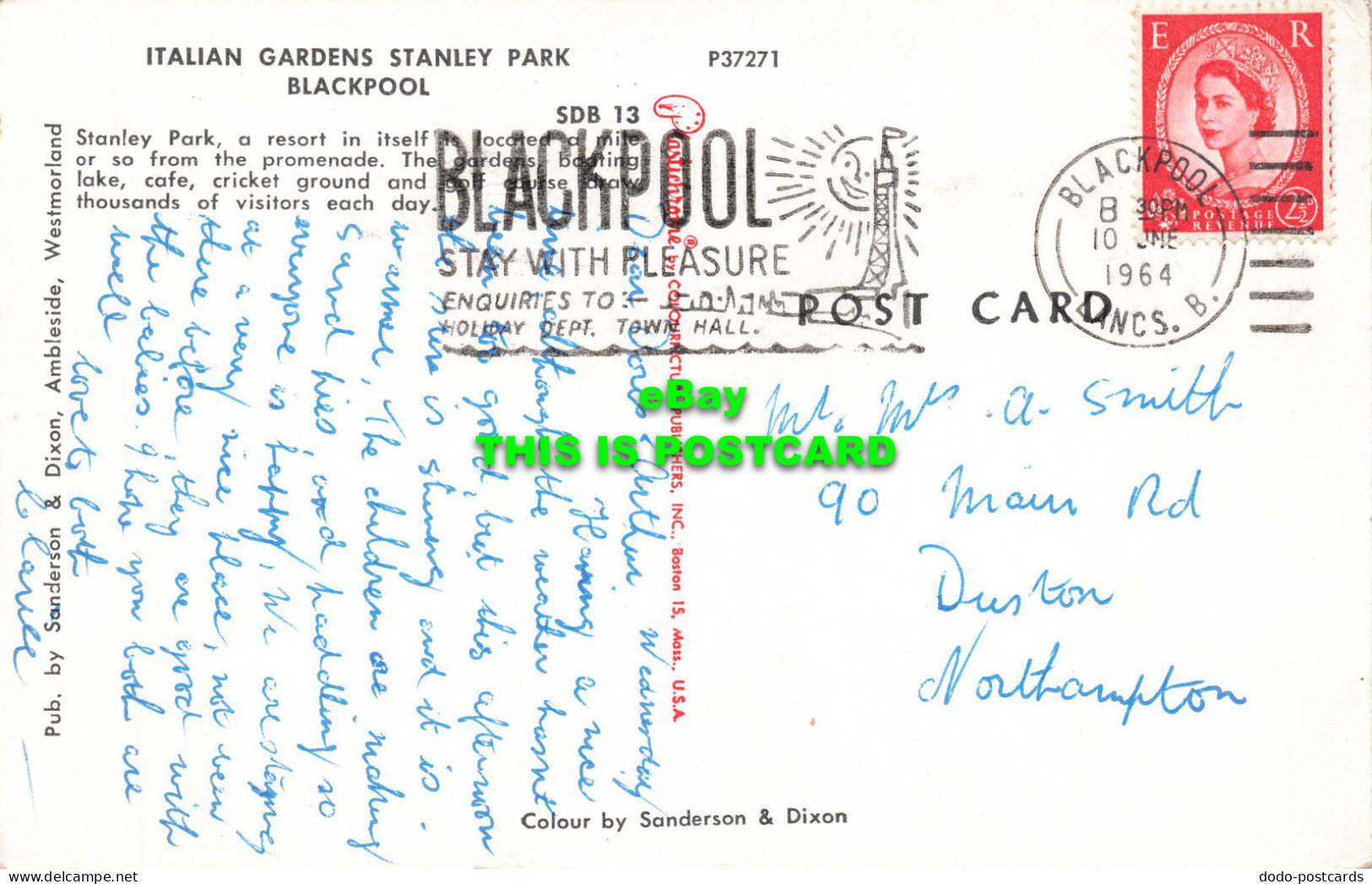 R578889 Blackpool. Stanley Park. Italian Gardens. Sanderson And Dixon. Plastichr - Monde