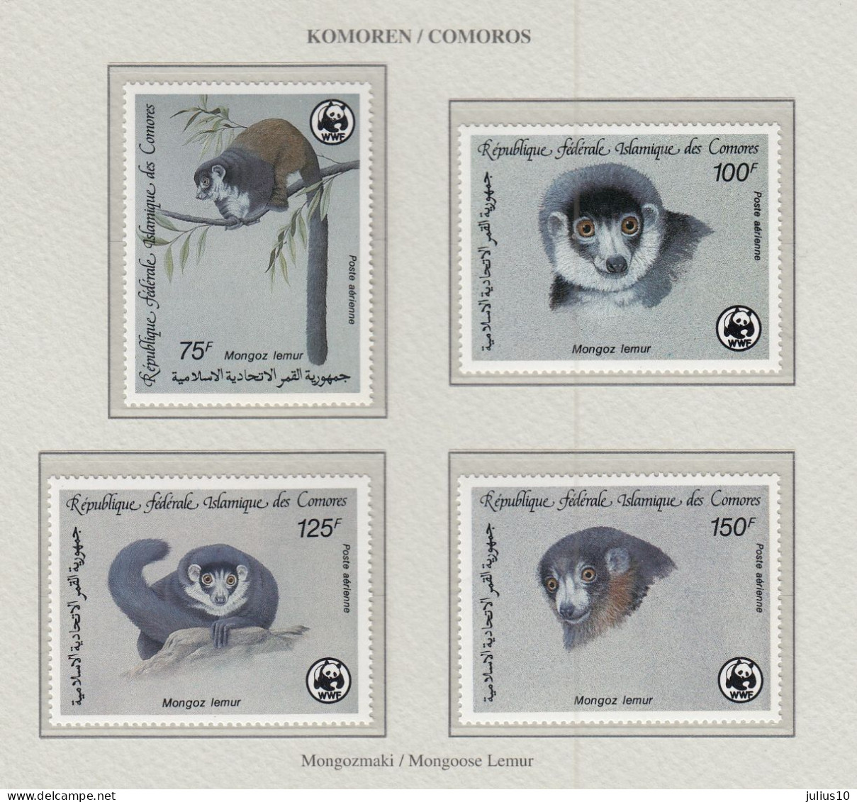 COMORES 1987 WWF Monkey Mammal  MNH Mi 792 - 795 MNH(**) Fauna 739 - Monkeys