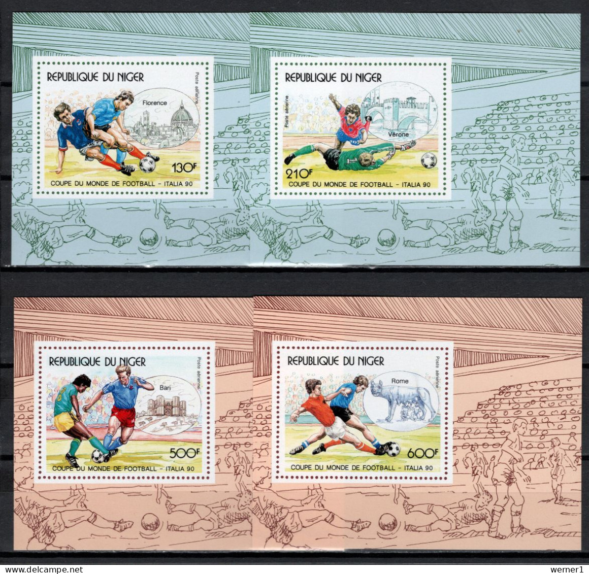 Niger 1990 Football Soccer World Cup Set Of 4 S/s Imperf. MNH -scarce- - 1990 – Italia